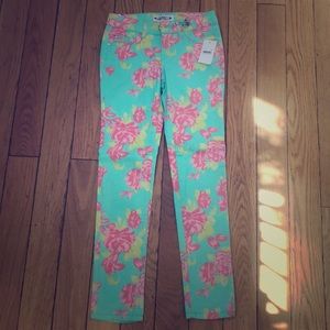Pink flowered jeans
